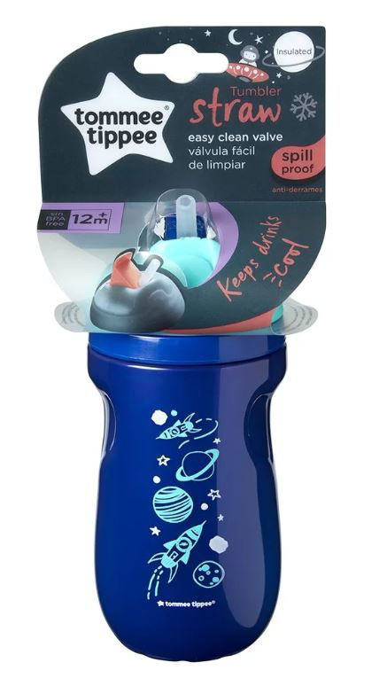 Tommee Tippee Неразливаща Се Термо Чаша Със Сламка 260Мл 12М+ Синя --- BebeMama