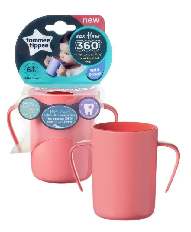 Tommee Tippee Неразливаща Се Преходна Чаша 360° С Дръжки 200 Мл. 6М+ Червен --- BebeMama