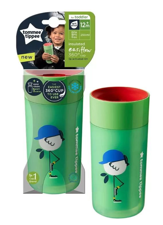 Tommee Tippee Неразливаща Се Термо Чаша 360° 250 Мл. 12М+ Зелена --- BebeMama