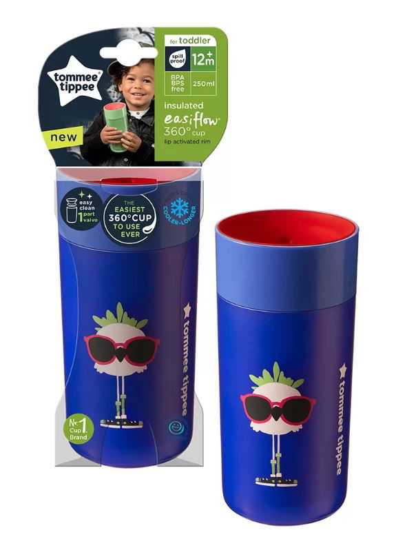 Tommee Tippee Неразливаща Се Термо Чаша 360° 250 Мл. 12М+ Синя --- BebeMama