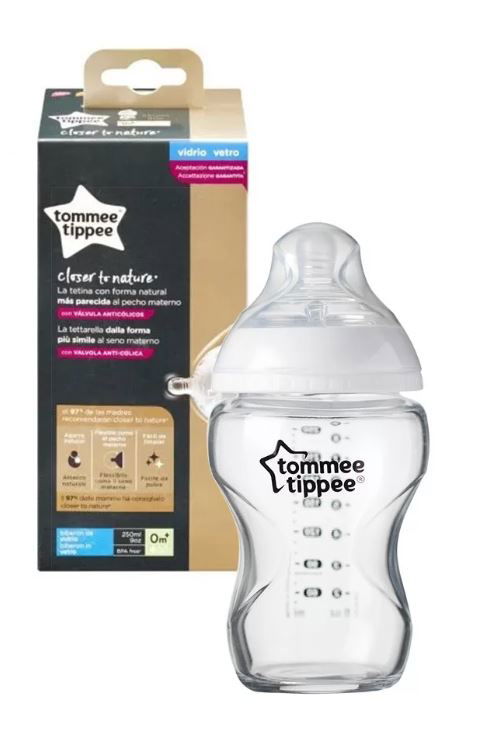 Tommee Tippee Шише За Хранене Easi Vent Стъклено 250 Мл. 0М+ --- BebeMama