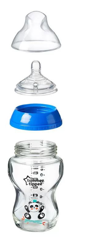 Tommee Tippee Шише За Хранене Easi Vent Стъклено 250 Мл. 0М+ Момче --- BebeMama