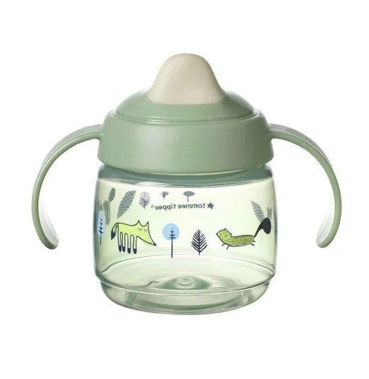 Tommee Tippee Superstar Неразливаща Се Чаша С Мек Накрайник С Дръжки 190Мл 4М+ Bacshield Зелен --- BebeMama