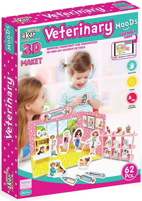 Puzzle 3D Cabinet Veterinar 62 Piese 26X18X18 Ambalaj 28X21X4