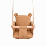 Детска Дървена Люлка Мече Мека Памучна Седалка, До 30 Кг, 28×28×196 См Ginger Home