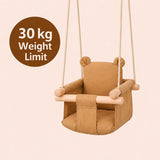 Детска Дървена Люлка Мече Мека Памучна Седалка, До 30 Кг, 28×28×196 См Ginger Home