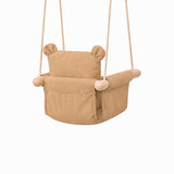 Детска Дървена Люлка Мече Мека Памучна Седалка, До 30 Кг, 28×28×196 См Ginger Home