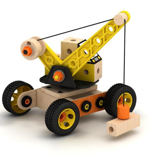 Set de construcție din lemn cu șuruburi și piulițe - Macara