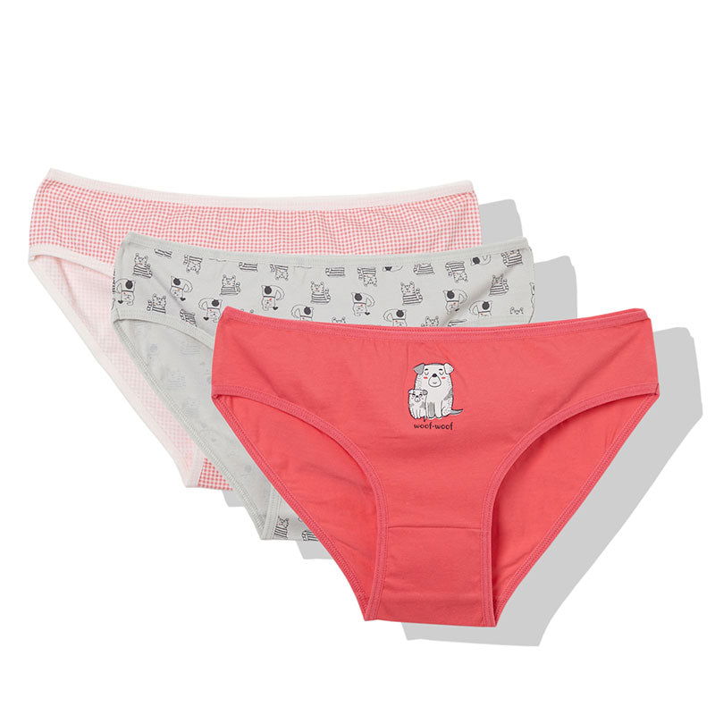 X031 Бикини 3Бр. Woof Woofpink-Grey 4Г --- BebeMama