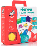 Joc educativ cu figurine din lemn, figurine geometrice într-o pungă 22x6x25