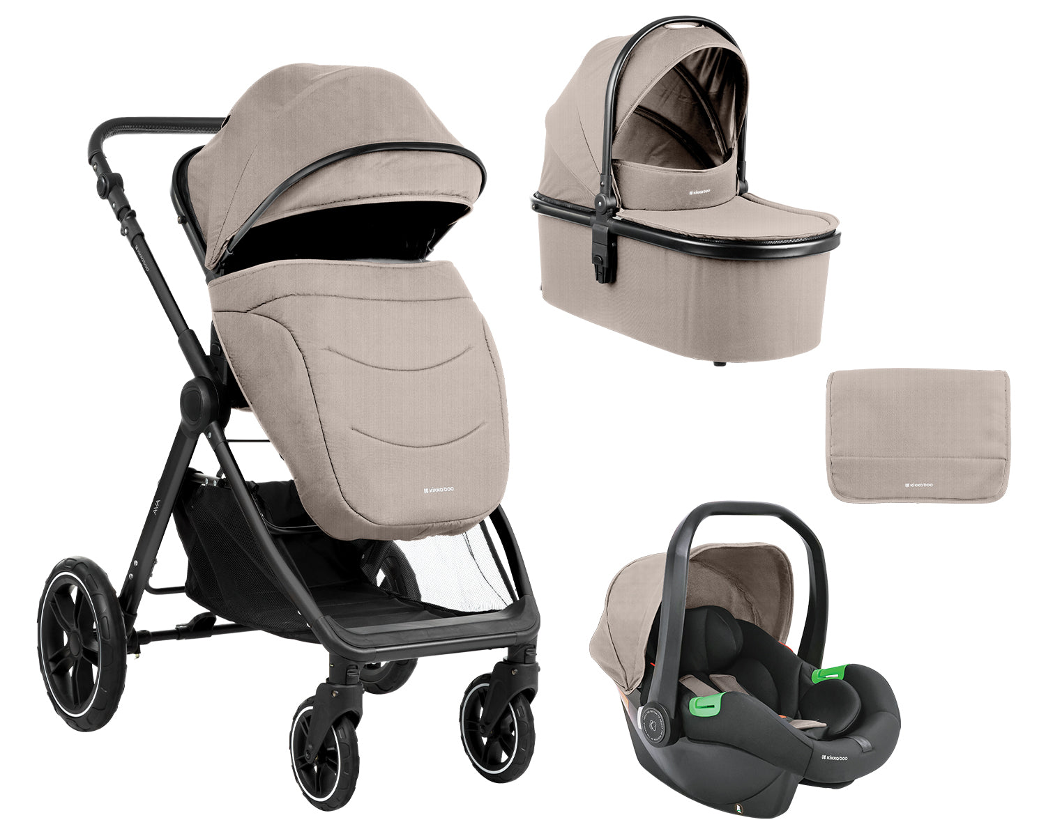 Комбинирана Количка 3В1 С Кош За Новородено Ava Beige - Комбинирани Колички - Kikkaboo - BebeMama