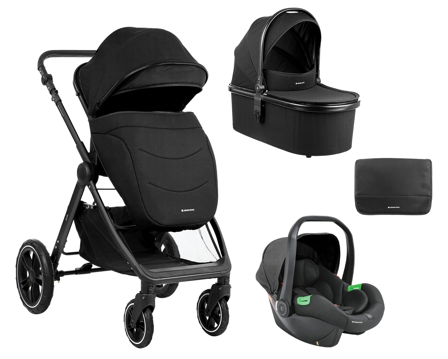 Комбинирана Количка 3В1 С Кош За Новородено Ava Black - Комбинирани Колички - Kikkaboo - BebeMama