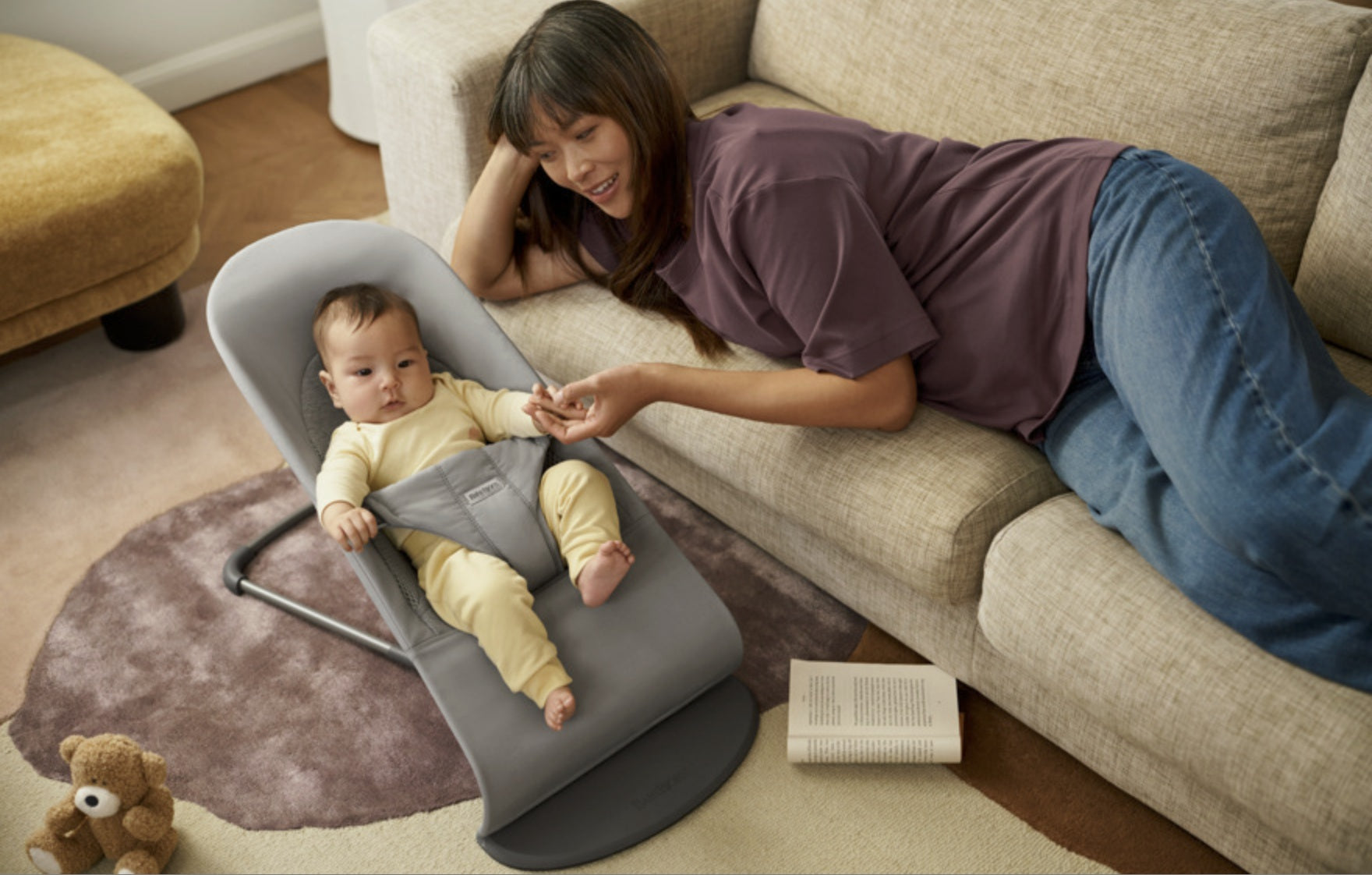Бебешки Шезлонг Balance Soft Tri Fabric Light Grey Babybjörn