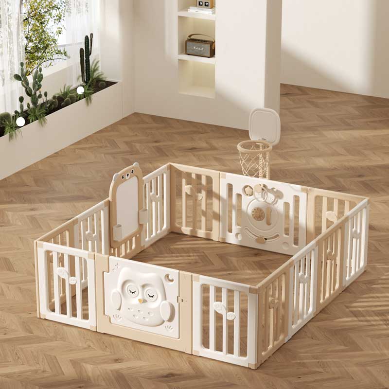 Бебешка Ограда С Баскетболен Кош И Дъска За Рисуване Бухалче Feelkids