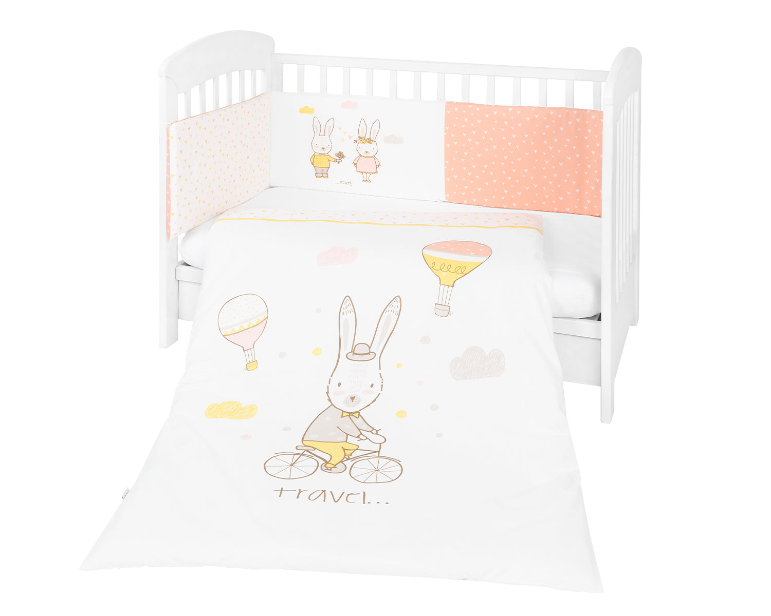 Бебешки спален комплект 2 части EU style 60/120 Rabbits in Love - Спални Комплекти - Kikkaboo - BebeMama