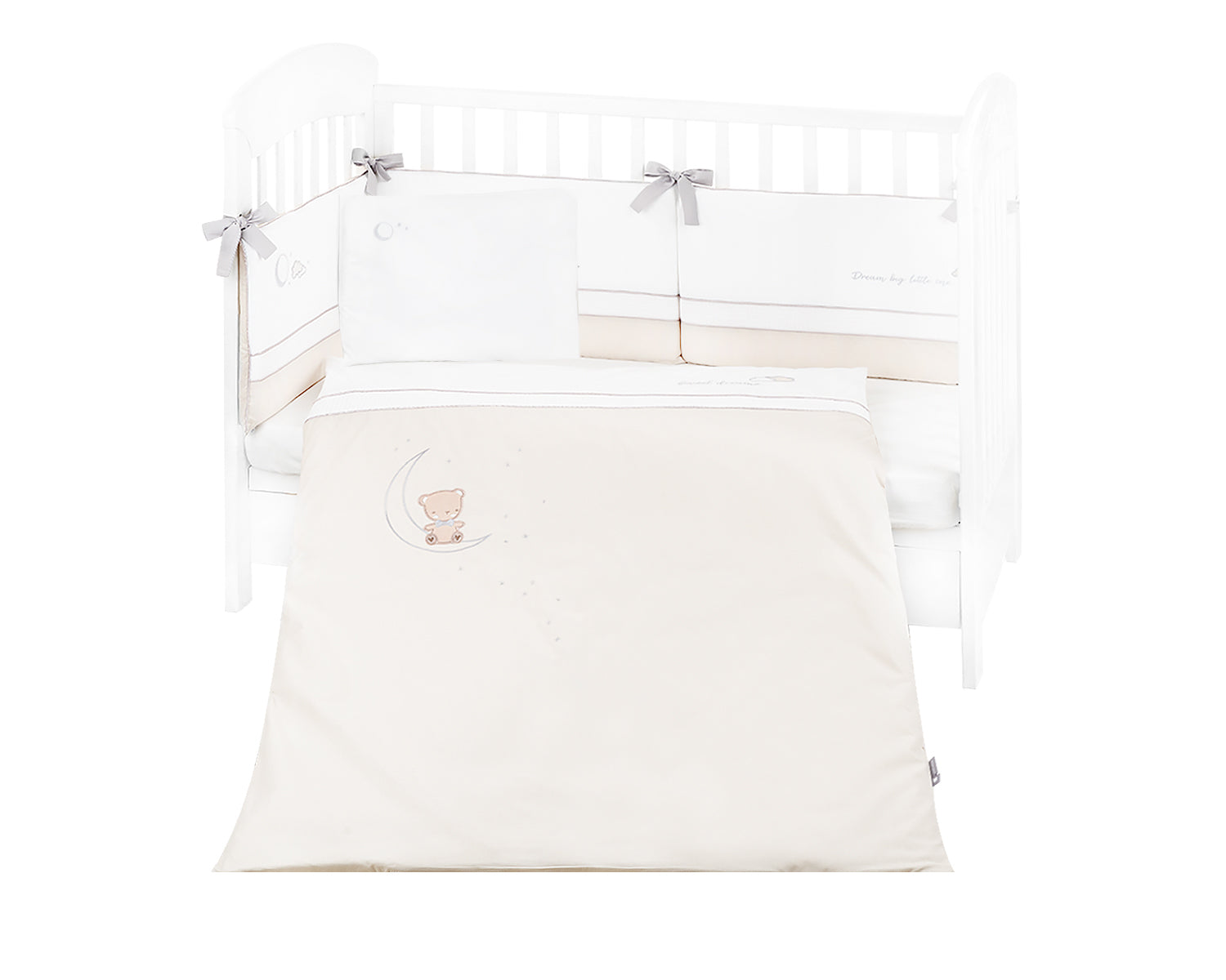 Бебешки Спален Комплект С Бродерия 6 Части 70 140 Dream Big Beige Kikkaboo