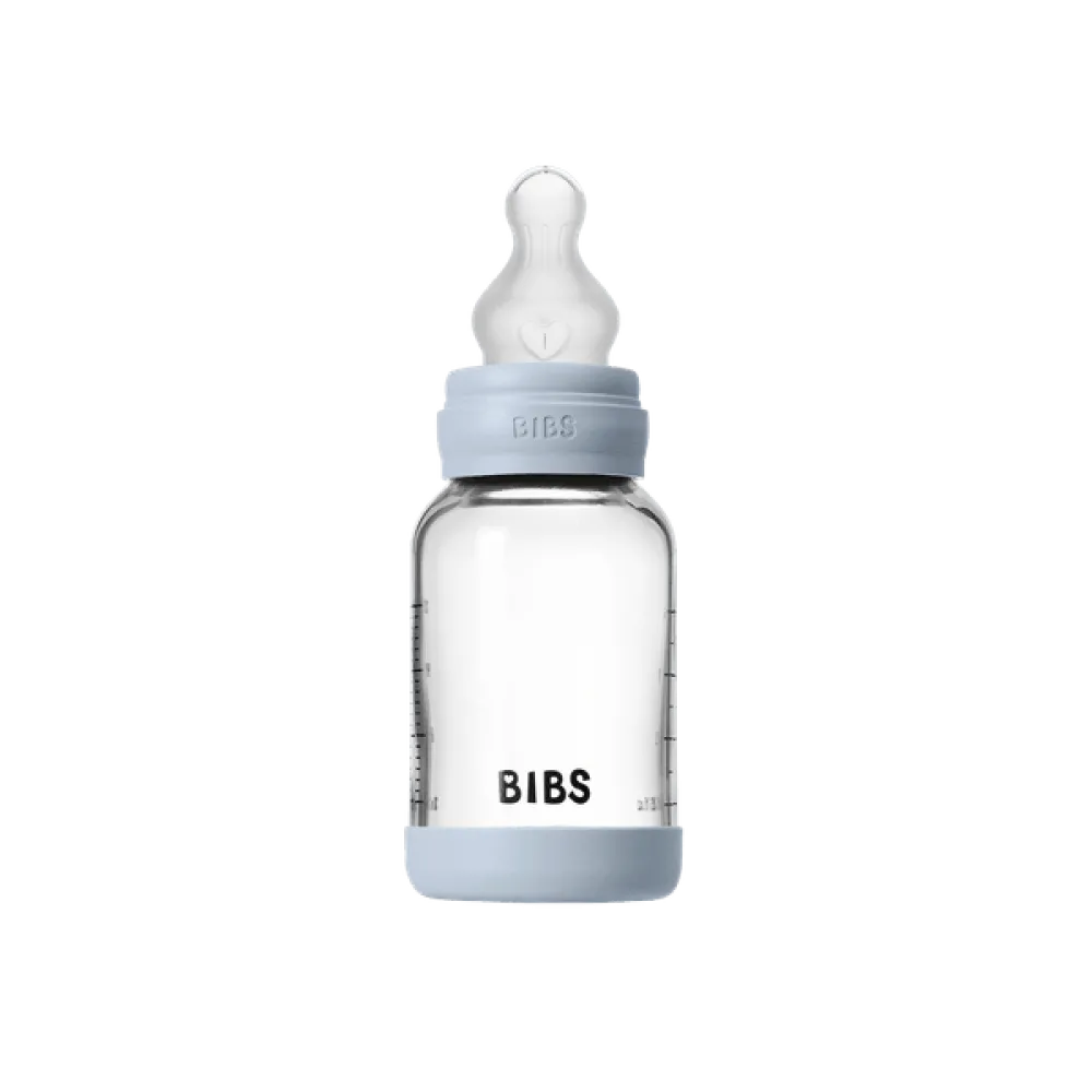 Бебешка Стъклена Бутилка 120 Мл. (силикон) Baby Blue Bibs