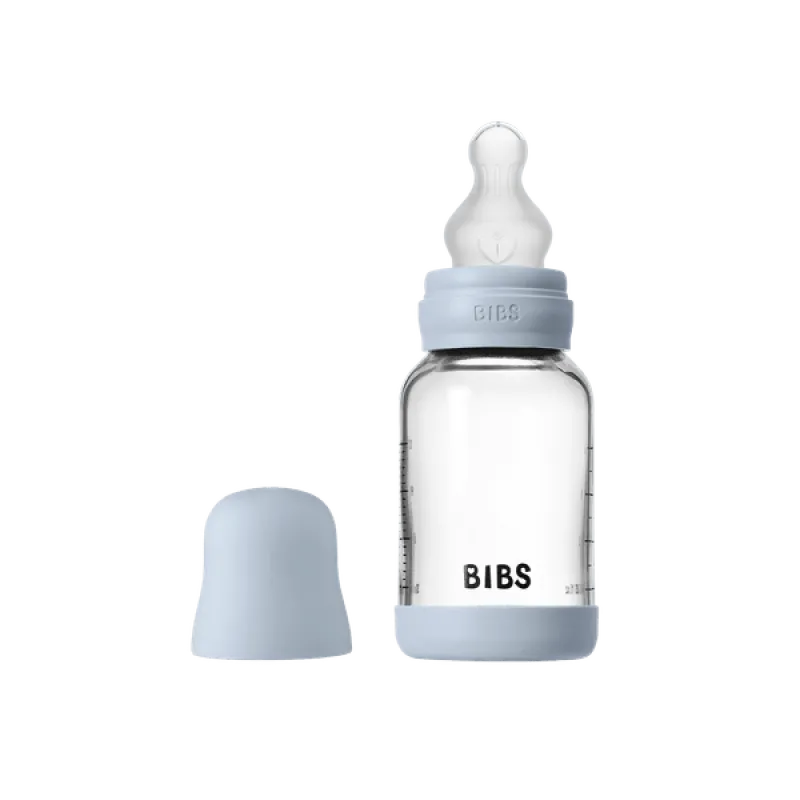 Бебешка Стъклена Бутилка 120 Мл. (силикон) Baby Blue Bibs