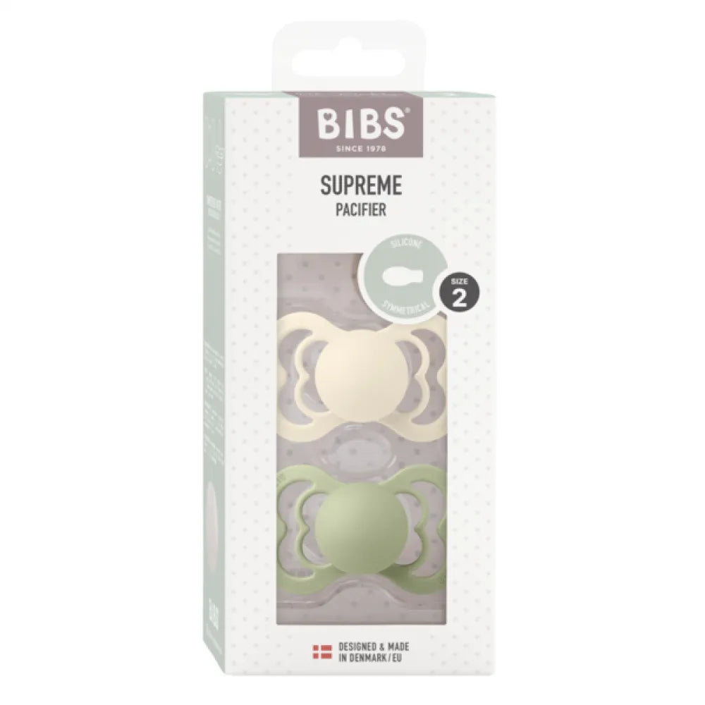 Supreme Силиконов Биберон 2 Бр. (6 18 М.) Ivory Sage Bibs