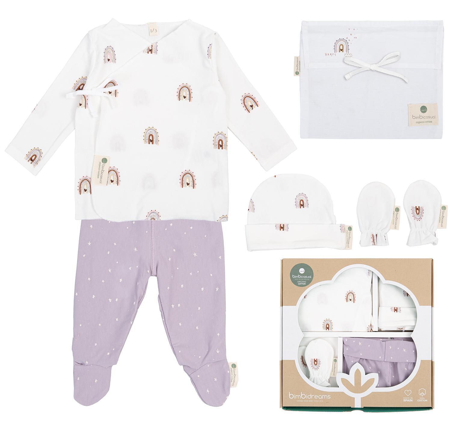 Бебешки Памучен Комплект За Изписване 5 Части Happy Days Purple Bimbidreams