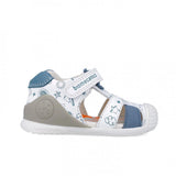 Сандали За Прохождане №18 24 Sandalia Estampada Blanco Y Indigo Napa Biomecanics