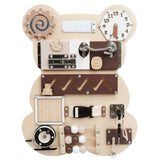 Дървен Бизи Борд Мече Монтесори Дъска За Фина Моторика, 30x39 См Ginger Home