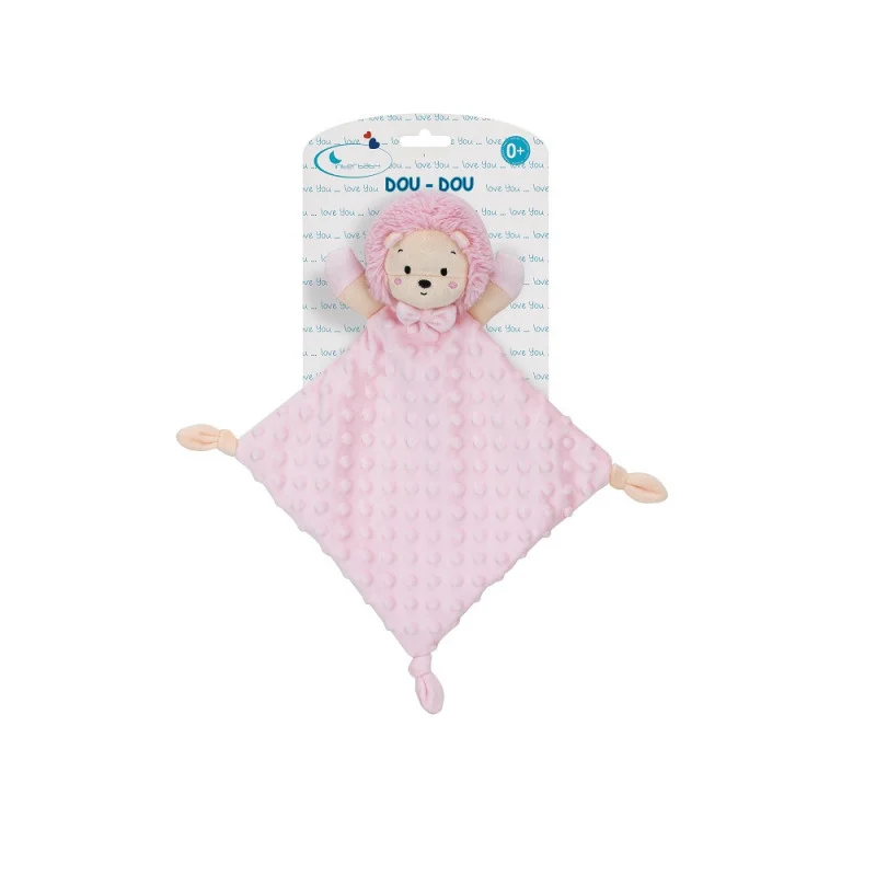 Interbaby Бебешка играчка Doudou кърпа за гушкане лъв розов