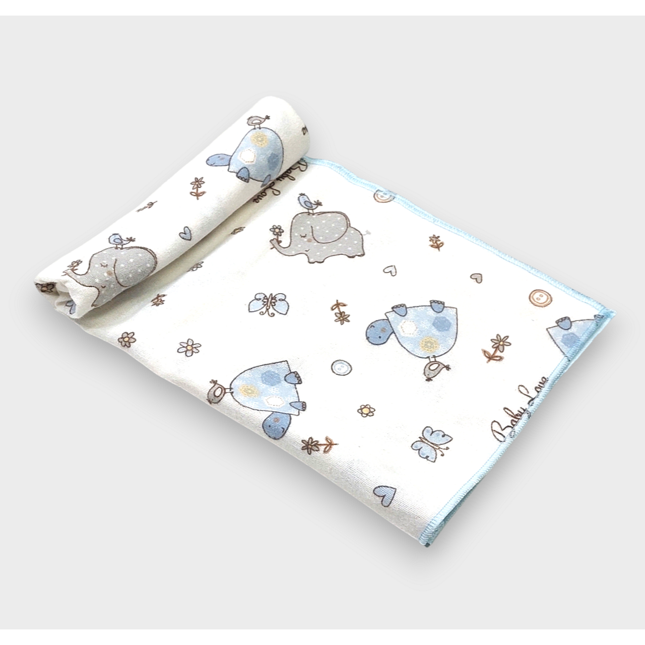 Rainy Бебешка пелена бархетна 80х35 см. Сини зебри и слончета