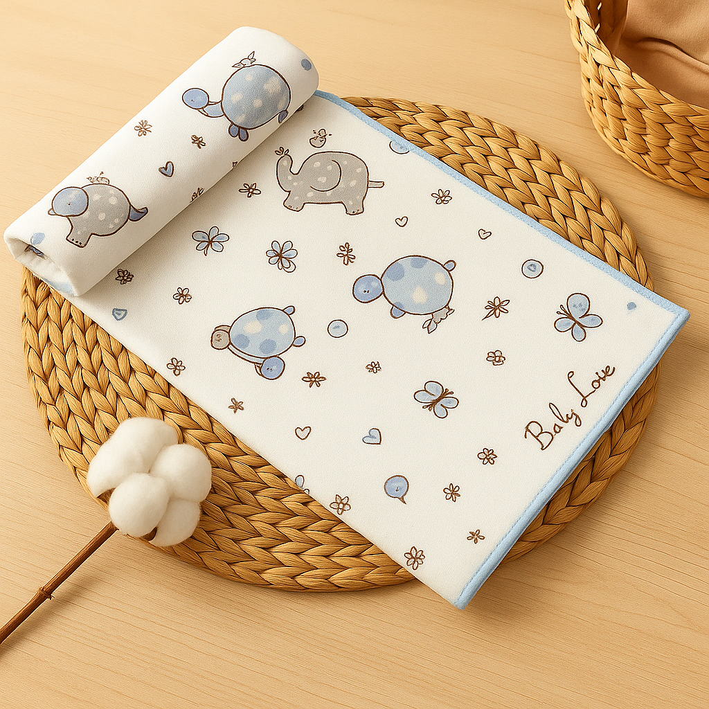 Rainy Бебешка пелена бархетна 80х35 см. Сини зебри и слончета