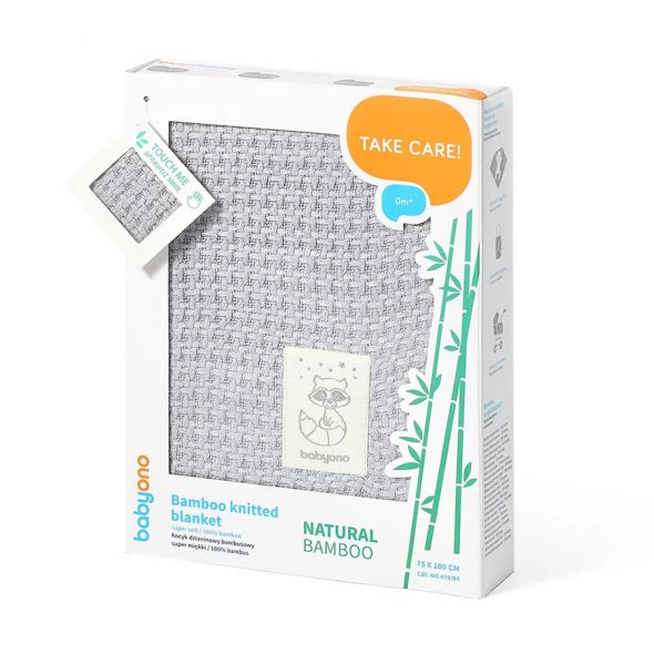 Pătură Babyono Bambus Natural bambus 75x100 Gri ​​479/04