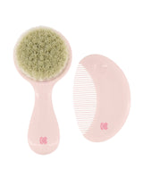 Гребен и четка от естествен косъм Savanna Pink --- BebeMama