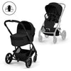 Gold Бебешка Комбинирана Количка Balios S Lux Blk Moon Black 2026 + Сгъваем Кош За Новородено Cybex