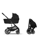 Gold Бебешка Комбинирана Количка Balios S Lux Blk Moon Black 2026 + Сгъваем Кош За Новородено Cybex