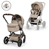 Gold Бебешка Комбинирана Количка Balios S Lux Tpe Almond Beige 2026 + Сгъваем Кош За Новородено Cybex
