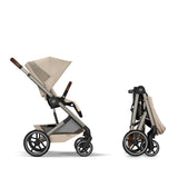 Gold Бебешка Комбинирана Количка Balios S Lux Tpe Almond Beige 2026 + Сгъваем Кош За Новородено Cybex