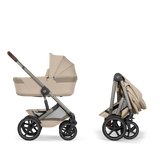 Gold Бебешка Комбинирана Количка Talos S Lux + Сгъваем Кош За Новородено Almond Beige Cybex