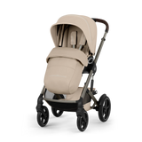 Gold Бебешка Комбинирана Количка Talos S Lux + Сгъваем Кош За Новородено Almond Beige Cybex