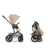 Gold Бебешка Комбинирана Количка Talos S Lux + Сгъваем Кош За Новородено Almond Beige Cybex