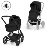 Gold Бебешка Комбинирана Количка Talos S Lux + Сгъваем Кош За Новородено Moon Black Cybex