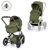Gold Бебешка Комбинирана Количка Talos S Lux + Сгъваем Кош За Новородено Moss Green Cybex