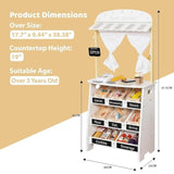 Magazin și teatru pentru copii din lemn 2 în 1 Ginger Home, pentru jocuri de rol, cu casă de marcat, terminal POS și scaner cu sunet, jucării și accesorii, 45x24x97,5 cm, pentru copii peste 3 ani