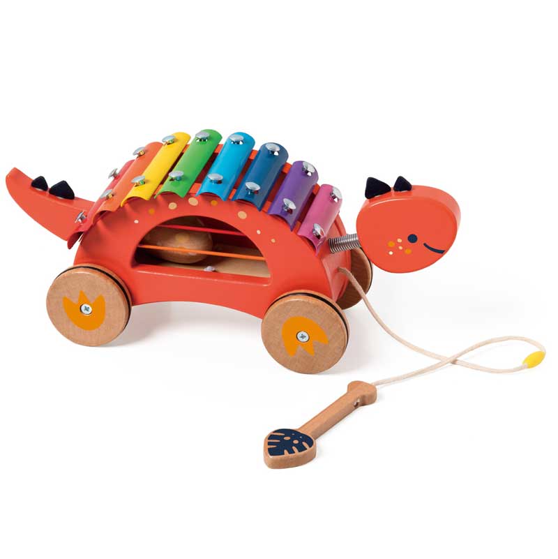 Дървен Ксилофон Динозавър За Дърпане, 18+ Месеца Classic World