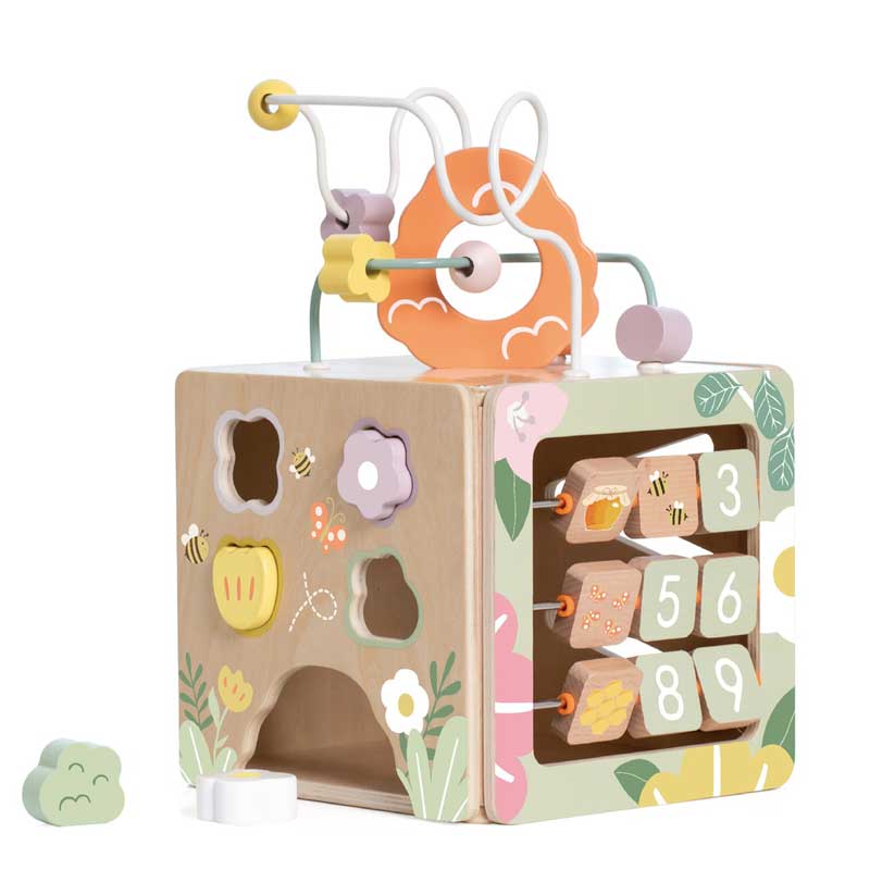 Дървен Сензорен Куб 5 В 1 Пчелен Кошер Classic World