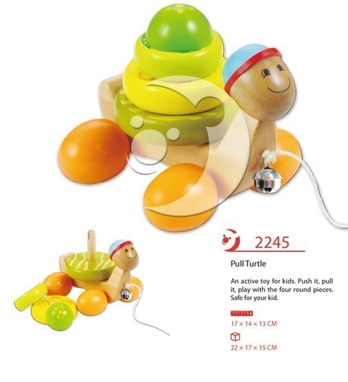 Дървена Играчка Костенурка За Дърпане --- BebeMama