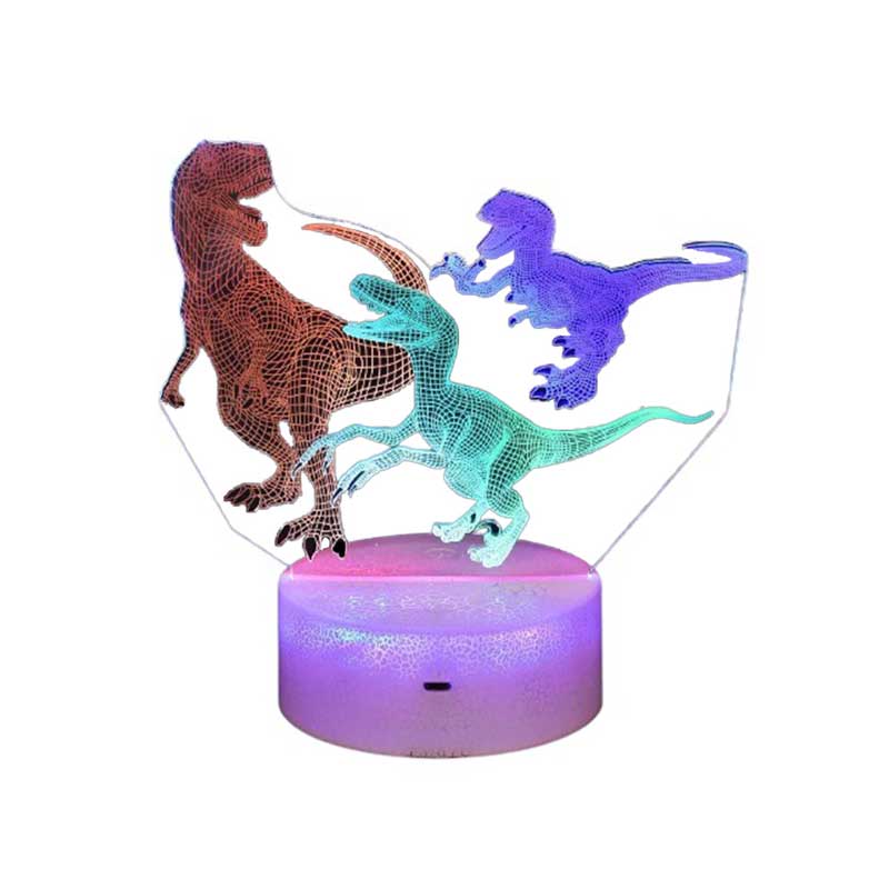 Lumină de noapte decorativă 3D cu LED-uri, dinozaur, culori schimbătoare, 18 cm