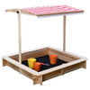Nisip pentru copii Ginger Home cu acoperiș reglabil și protecție UV, 117x117x113 cm, din lemn - ideal pentru joacă în aer liber