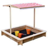 Nisip pentru copii Ginger Home cu acoperiș reglabil și protecție UV, 117x117x113 cm, din lemn - ideal pentru joacă în aer liber