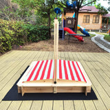 Nisip pentru copii Ginger Home cu acoperiș reglabil și protecție UV, 117x117x113 cm, din lemn - ideal pentru joacă în aer liber