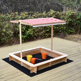 Nisip pentru copii Ginger Home cu acoperiș reglabil și protecție UV, 117x117x113 cm, din lemn - ideal pentru joacă în aer liber