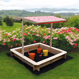 Nisip pentru copii Ginger Home cu acoperiș reglabil și protecție UV, 117x117x113 cm, din lemn - ideal pentru joacă în aer liber